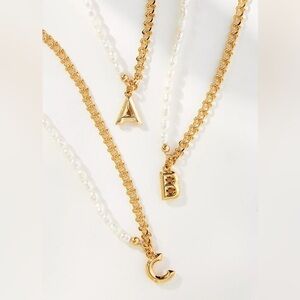 New Anthropologie Serefina Monogram Pearl Necklace
